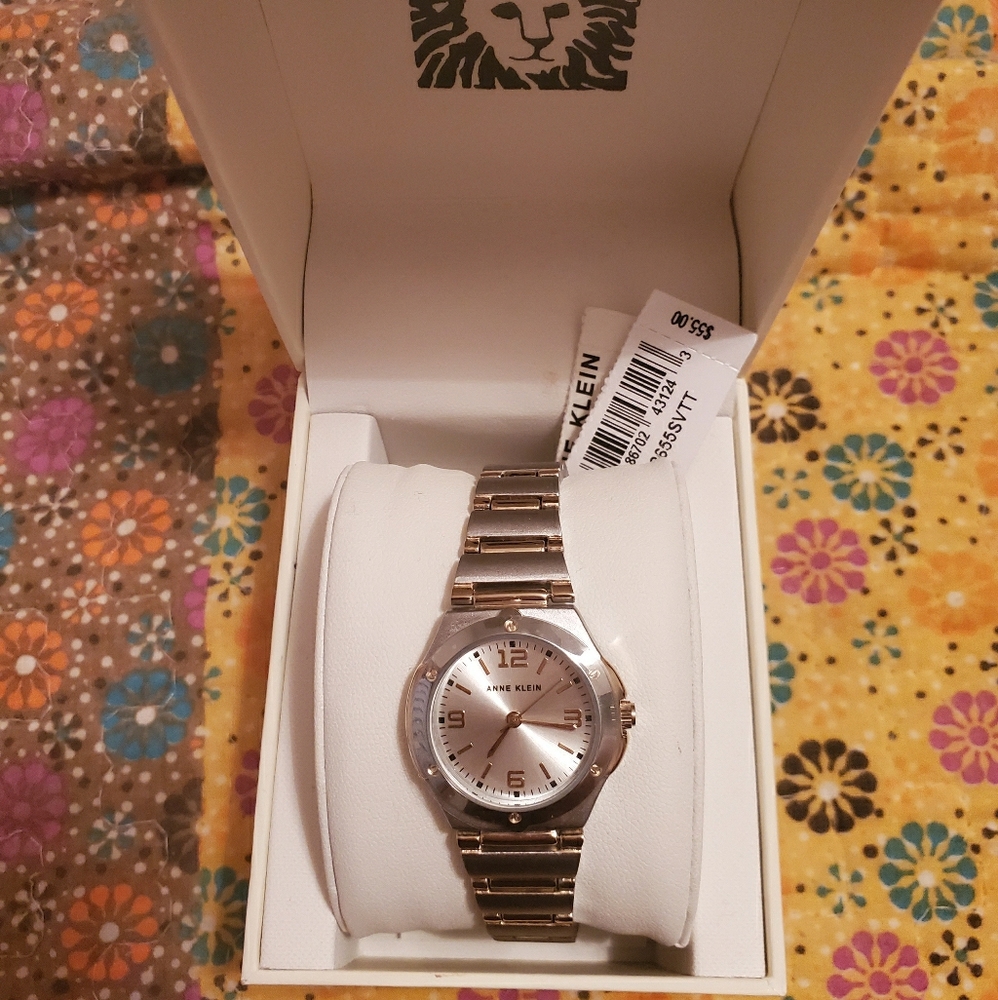 Brand New Anne Klein Silver Watch w/ Gold Accents